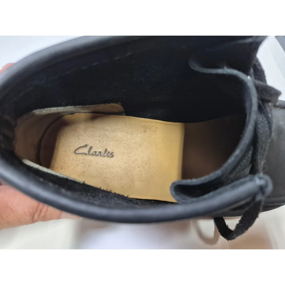 Clarks Wallabee Boots Black Leather Moccasin Lace Up Mens 8 261297667070